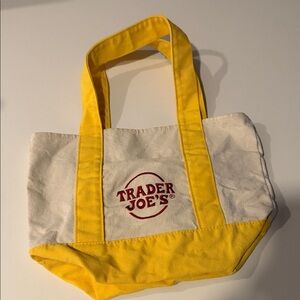 Trader Joe's Yellow and White Mini Tote Bag 2024